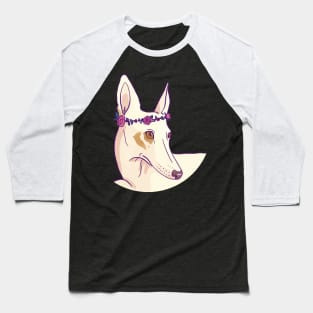 White Ibiza Hound With A Flower Wreath Baseball T-Shirt